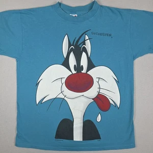 Camisa De Colección Looney Tunes Para Hombre Grande Verde Azulado Silvestre Cara Grande Puntada Única EE. UU. - Imagen 1 de 17
