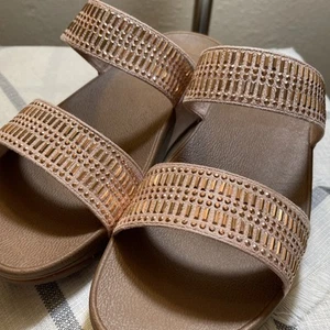 FitfFlop Größe 7 Damen-Sandalen L87-137 rosa Veloursleder Incastone Pantoletten verziert - Bild 1 von 8