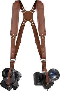 Dual Kamera Gurt Gurt für zwei Kameras, Leder Schultergurt DSLR/SLR - Bild 1 von 7