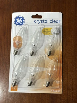 GE 6 Pack Crystal Clear Soft White 40 Watt Blunt Tip - Image 1 of 4