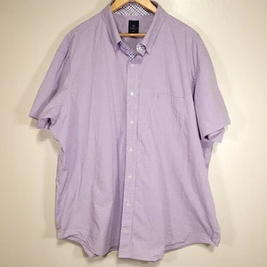 Tailorbyrd Button Down Shirt Men's 3XL Purple Gingham Short Sleeve 100% Cotton - Picture 1 of 11