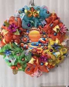 20” Spring Summer Wreath for Front Door, Colorful Daisy Floral Home Decor - Picture 1 of 1