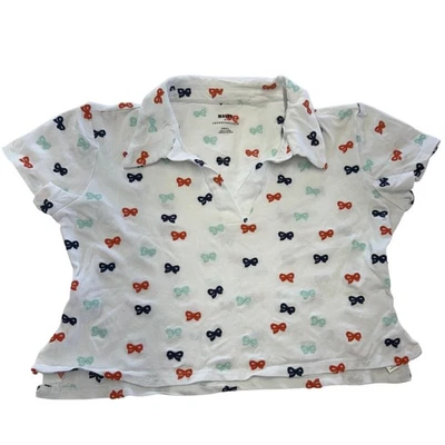 Maeve Anthropologie Top Womens Small White Short Sleeve Bow Embroidered Polo - Image 1 of 4