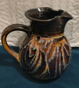 Studio Art Pottery 5" Creamer Purple, Blue, Orange, And Brown. Signed 1986 - Picture 1 of 5