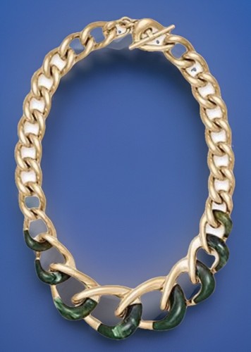 Collana Michael Kors catena bordo oro smalto verde grossa pesante celeste