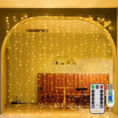 Ollny Christmas Curtain Lights 300 LED 9.8 Ftx9.8 FT, Outdoor Waterproof Curtain - Image 1 of 4