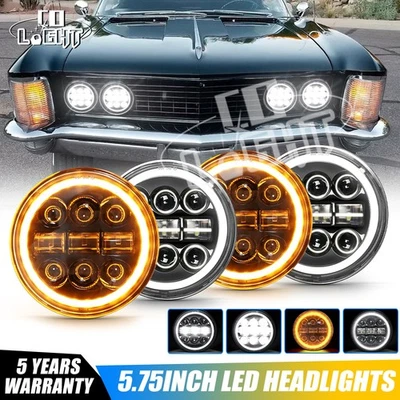 4PCS 5 3/4" 5.75" LED Headlights Hi/Lo Beam For Buick/Skylark 1961-1972 GS 455 - Image 1 of 4
