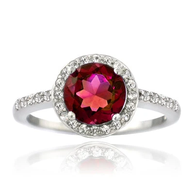 925 Silver 2.5ct Created Ruby & White Sapphire Round Ring - Image 1 of 3
