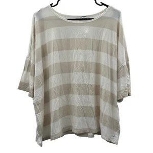 Old Navy Cream & White Striped Half Sleeve Shirt Size XL - Picture 1 of 8