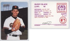 1992 Mother's Cookies San Francisco Giants Stadium Giveaway Bud Black #7