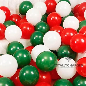Merry Christmas Latex Plain Balloons Red & Green Xmas Birthday Party Decor - Picture 1 of 16