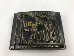 Intel D1A FAB Vintage Gürtelschnalle Hoffman Construction Company 100000 Std Sicherheit - Bild 1 von 2