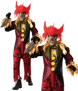 Crazy Clown Herren Halloween Grusel Zombie Clown Kostüm + Maske - Bild 1 von 6