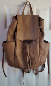 Kooba Metal Ring Tan Leather Backpack Purse great condition