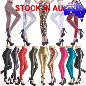 New Fashion Sexy Lady Leather Look High Waist Leggings Pants Tight Ladies Womens - Picture 1 of 10
