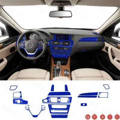 29Pcs Blue Carbon Fiber Center Console Cover Trim For BMW X3 F25 X4 F26 2011-17 - Image 1 of 4