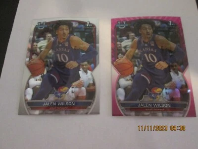 JALEN WILSON 2022-23 BOWMAN CHROME UNIVERSITY REGULAR & PINK 1ST BOWMAN RC #67 - Image 1 of 2