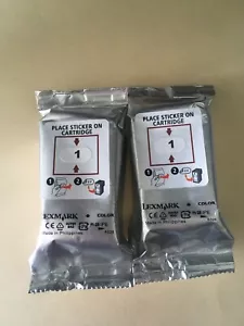 2 New Replacement Lexmark #1 Printer Ink Cartridges, in foil packaging - Picture 1 of 1