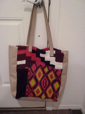 Bolso de Mano Anthropologie Jasper & Jeera Cuero/Tela Tienda Bordado Cuentas  Foto 1 de 4