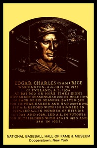 Cooperstown Hall of Fame Postcard Sam Rice HOF Mint