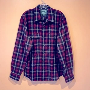 Woolrich Größe Large Herrenhemd schwarz rot cremefarben kariert 100 % Wolle - Bild 1 von 7