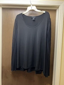 Ashley Stewart Black Cape top blouse 26/28 - Picture 1 of 3