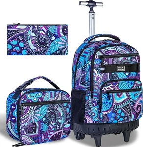 Stylish Purple Rolling Backpack for Girls - Water-Resistant School Bag - Picture 1 of 10
