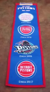 NBA Detroit Pistons Mezcla de Lana Genuina 31" Heritage Banner por Winning Streak NUEVO - Imagen 1 de 11