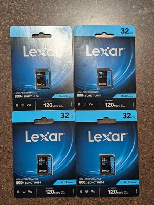 Lexar 32GB High-Performance 800x UHS-I SDHC Memory Card BLUE Series - (4-Pack) - Image 1 of 2