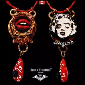 Marilyn Monroe Pop Art Necklace Talisman Amulet Kiss Lips Charm Jewelry Pendant - Picture 1 of 24