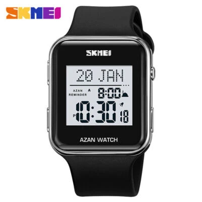 SKMEI Men Square Watch Qibla Time Reminder Wristwatch Muslim Azan Prayer Watch - Image 1 of 4