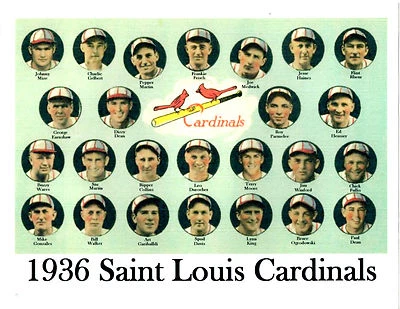 1936 ST. LOUIS CARDINALS 8X10 TEAM PHOTO DEAN FRISCH MEDWICK BASEBALL MLB HOF