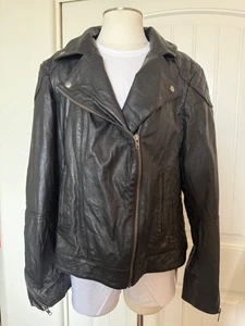 Asos Curve Real leather jacket size 16 black - Picture 1 of 6
