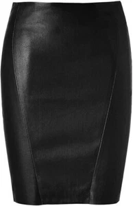 Women's Leather Skirt Genuine Lambskin Real Leather Above Knee Skirt - Picture 1 of 17