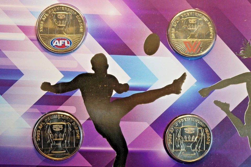 2023 Australia Impressions PNC AFL&AFLW - 4 Coins Ltd Ed Coloured $1 #0164/1000 - image 1 of 4