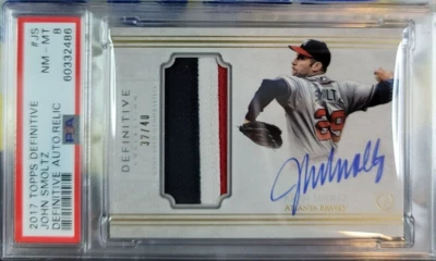 2017 Topps Definitive Definitive Autograph Relic JS John Smoltz /40 PSA 8 - Image 1 of 3