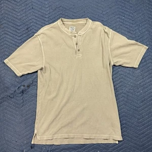 Vtg 90s Cabelas Mens L Faded Stonewash Thermal Waffle Knit Henley T-Shirt Beige - Picture 1 of 10