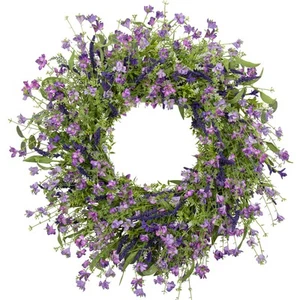 LLZLL Purple Spring Wreaths for Front Door 22 Inch Summer Wreath Artificial V... - Picture 1 of 6