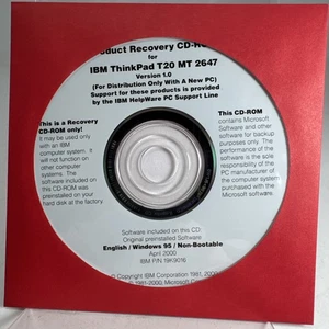 product recovery Disc Cd-rom ibm thinkpad t20 MT 2647 - Picture 1 of 2