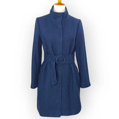 J McLaughlin Arden пальто размер средний темно-синий хлопок твид нарядный ремень новый - Изображение 1 из 4