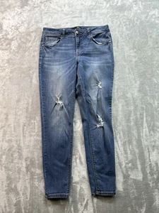 1822 Denim Womens Sz 10 Blue Jeans Adrianna Skinny Stretch Distressed Whiskers - Picture 1 of 13