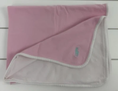 Manta Bebé Ralph Lauren Lovey Algodón Rosa Blanco Reversible Foto 1 de 4