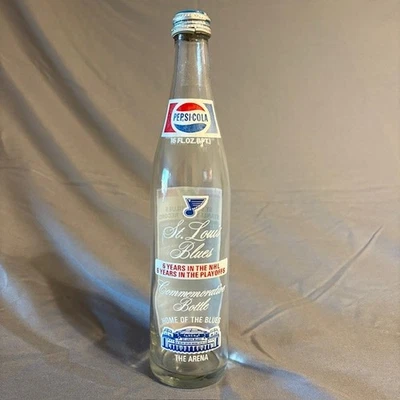 ST. LOUIS BLUES Pepsi bottle - "6 Years in the NHL 6 Years in the Playoffs" 1973 - Image 1 of 4