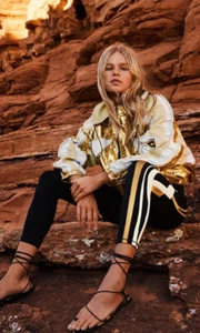 H&M Studio Collection Nylon Jacket White/Gold Sold Out Bloggers Fave  Size 16 - Picture 1 of 1
