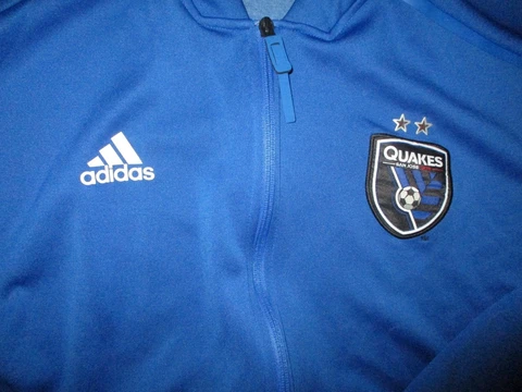 Blue SAN JOSE QUAKES Sewn Logo Zip Up Track Jacket Large Adidas MLS Cover