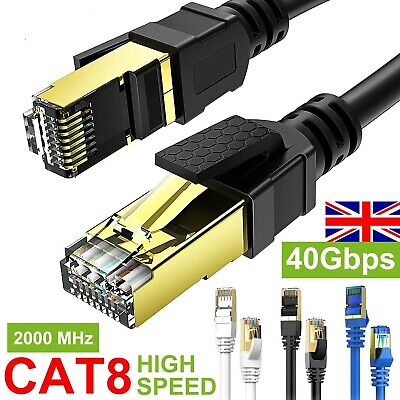 Rj45 Cat8 Ethernet Cable 40gbps Network Gold Ultra-thin Lan Lead Sstp Patch Lot • 16.99£