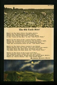 Poetry Poem Poet Postcard State North Carolina NC Old North State L M Martin - Picture 1 of 2