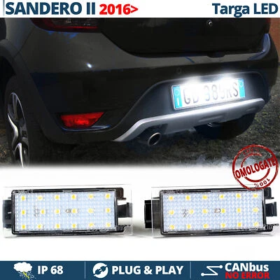 2 Luci TARGA LED per DACIA SANDERO 2 Restyling PLACCHETTE CANbus 6500K Bianco - Immagine 1 di 4