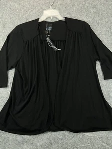 Saint Tropez West Womens Large Black Cardigan Open Drape Sweater Top Shirt NWT - Picture 1 of 8