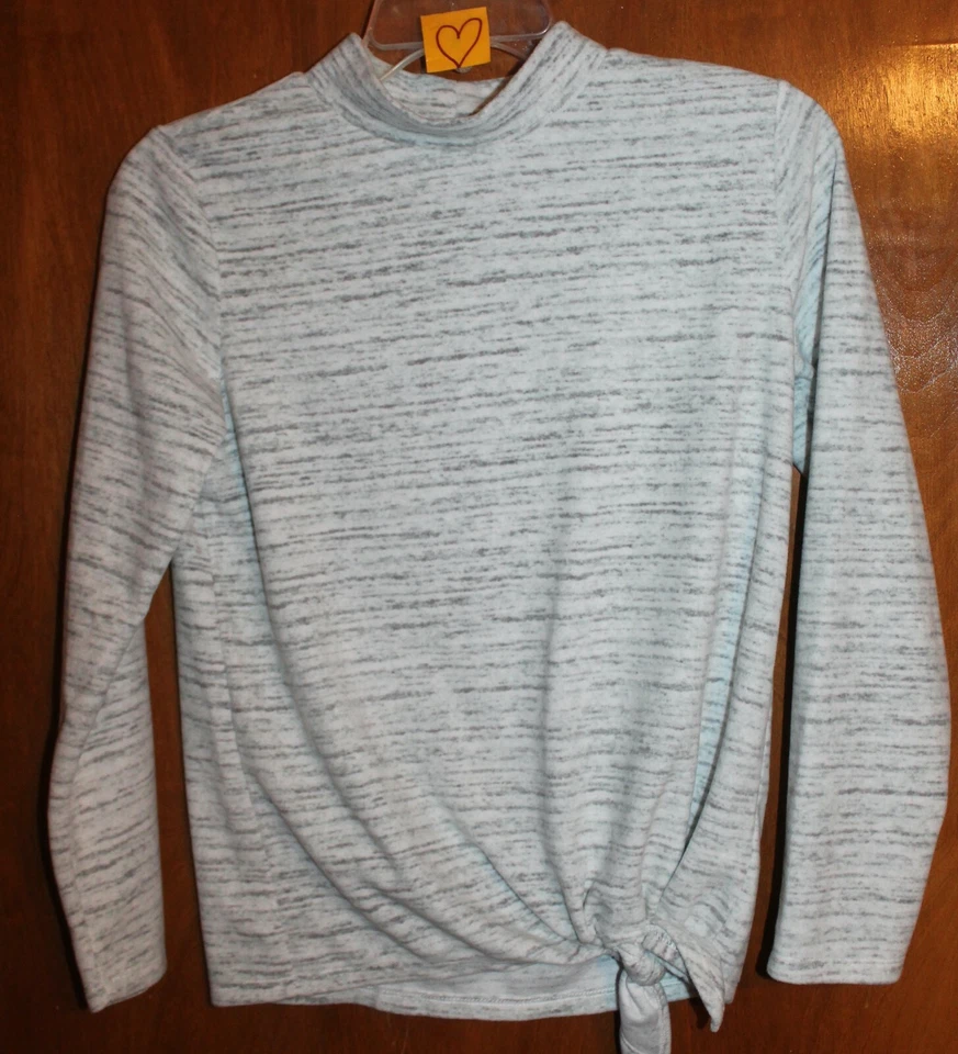 OLD NAVY Girls' Size 14 FLEECE SWEATER (gray/white w/ mock turtleneck) NWT — 第 1/1 张图片